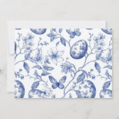 Blauw Chinoiserie Ei Paas Brunch Uitnodiging (Achterkant)