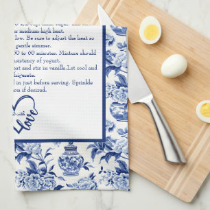 Blauw Chinoiserie Familie Recept Aandenken Custom Theedoek
