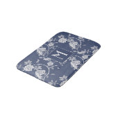 Blauw Chinoiserie Floral Monogram Badmat (Gekanteld)