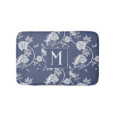 Blauw Chinoiserie Floral Monogram Badmat (Voorkant)
