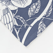 Blauw Chinoiserie Floral Monogram Fleece Deken (Hoek)