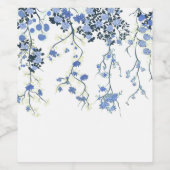 Blauw Chinoiserie Floral Wine Label Wijn Etiket (Enkel label)
