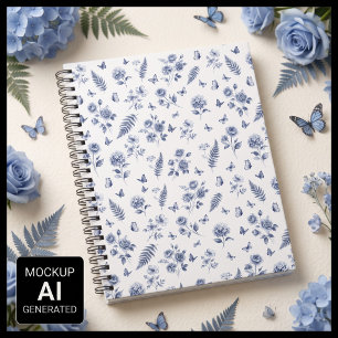Blauw Chinoiserie Frans Toile de Jouy patroon Notitieboek