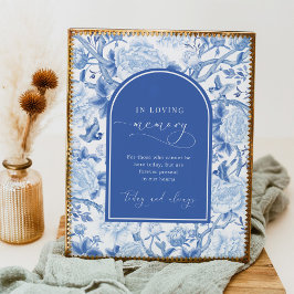 Blauw Chinoiserie In Loving Memory Trouwbord Poster