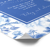 Blauw Chinoiserie 'In Loving Memory' Trouwbord Poster (Hoek)