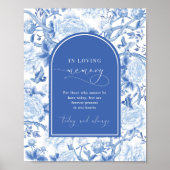 Blauw Chinoiserie 'In Loving Memory' Trouwbord Poster (Voorkant)
