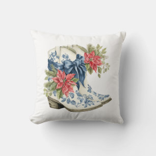 Blauw Chinoiserie Kerst Cowgirl Laarzen Kussen