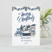 Blauw Chinoiserie Kerst Feestdagenkaart (Staand voorkant)