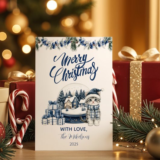 Blauw Chinoiserie Kerst Feestdagenkaart