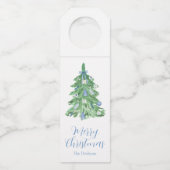 Blauw Chinoiserie Kerst Flessenhanger (Voorkant)