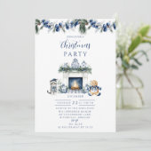 Blauw Chinoiserie Kerst Kaart (Staand voorkant)
