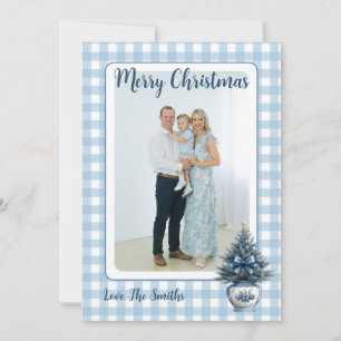 Blauw Chinoiserie Kerstboom Grandmillennial Feestdagenkaart
