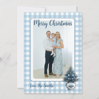 Blauw Chinoiserie Kerstboom Grandmillennial Feestdagenkaart