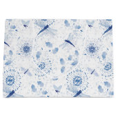 Blauw Chinoiserie Libelle Bloem Groot Cadeauzakje (Voorkant)