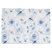 Blauw Chinoiserie Libelle Bloem Groot Cadeauzakje (Achterkant)