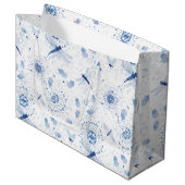 Blauw Chinoiserie Libelle Bloem Groot Cadeauzakje (Voorkant Gekanteld)