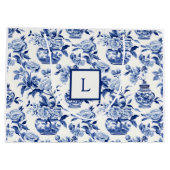Blauw Chinoiserie Monogram Groot Cadeauzakje (Achterkant)