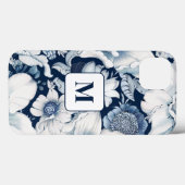 Blauw Chinoiserie Monogram iPhone Case (Achterkant (horizontaal))