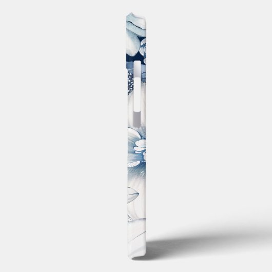 Blauw Chinoiserie Monogram iPhone Case (Achterkant / Links)