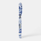 Blauw Chinoiserie Monogram iPhone Hoesje (Rechterkant)