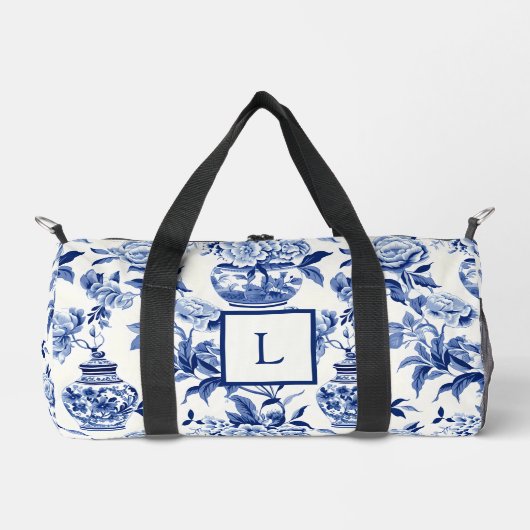 Blauw Chinoiserie Monogram Plunjezak (Voorkant)