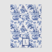 Blauw Chinoiserie Monogram Tissuepapier (Voorkant)
