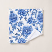 Blauw Chinoiserie Patroon  Bad Handdoek (Wasdoekje)