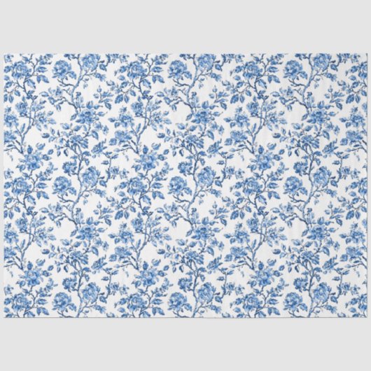 Blauw Chinoiserie Patroon Tissuepapier (Voorkant)