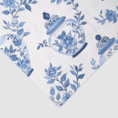 Blauw Chinoiserie Patroon Tissuepapier (Detail)