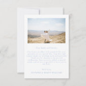 Blauw Chinoiserie porselein bloemenbruiloft foto Bedankkaart (Achterkant)