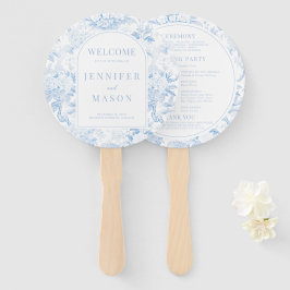 Blauw Chinoiserie Porselein Huwelijksprogramma Handwaaier