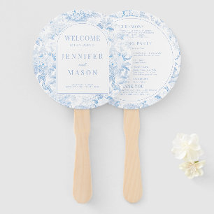 Blauw Chinoiserie Porselein Huwelijksprogramma Handwaaier