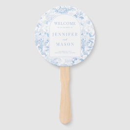 Blauw Chinoiserie Porselein Huwelijksprogramma Handwaaier