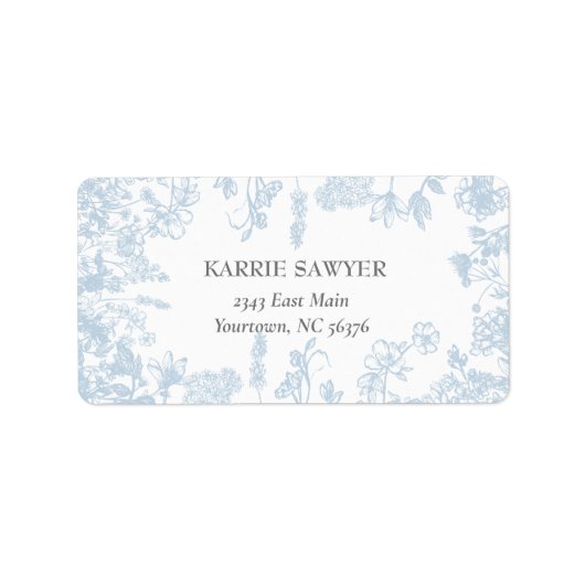 Blauw Chinoiserie Retour adreslabel Etiket (Voorkant)