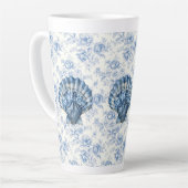 Blauw Chinoiserie Schelp Grote Keramische Latte Mo Mok (Linkerhoek)