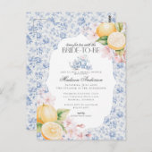 Blauw Chinoiserie Theepartij Bruidsdouche Toile Briefkaart (Voorkant / Achterkant)