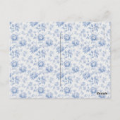 Blauw Chinoiserie Theepartij Bruidsdouche Toile Briefkaart (Achterkant)