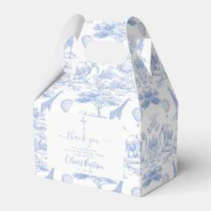 Blauw Chinoiserie Toile de Jouy dank je Baby Showe Bedankdoosjes