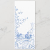 Blauw Chinoiserie Toile de Jouy Trouw Menu (Achterkant)