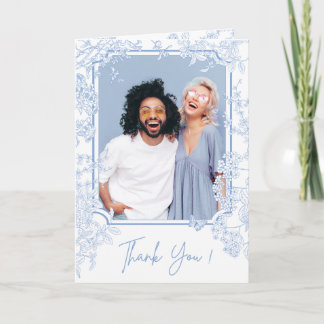 Blauw Chinoiserie Toile de Jouy Trouwdatum Bewaren Bedankkaart