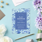 Blauw  Chinoiserie Transparant Vrijgezellenfeest Acryl Uitnodigingen (Insitu (Huwelijk))