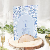 Blauw Chinoiserie Tuin Zitplaatskaart Tafelnummer