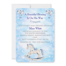 Blauw Chinoiserie Uitnodiging voor Baby Shower