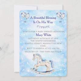 Blauw Chinoiserie Uitnodiging voor Baby Shower