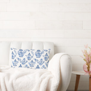 Blauw Chinoiserie Vaas Patroon Kussen