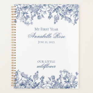 Blauw Chinoiserie Vintage Bloem Mijn Eerste Jaar Planner