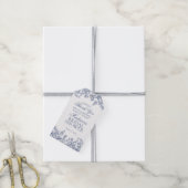 Blauw Chinoiserie Vintage Bloemachtige Bruidsdouch Cadeaulabel (Met Touw)