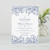 Blauw Chinoiserie Vintage Bloemendoop Kaart (Staand voorkant)