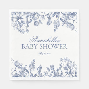 Blauw Chinoiserie Vintage Bloemige Baby Shower Des Servet