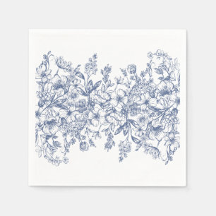Blauw Chinoiserie Vintage Bloemige Trouw Dessert Servet